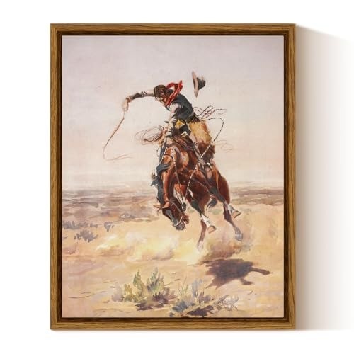 Rustic Framed Cowboy Canvas Picture – 10×8 Western Art for Living Spaces