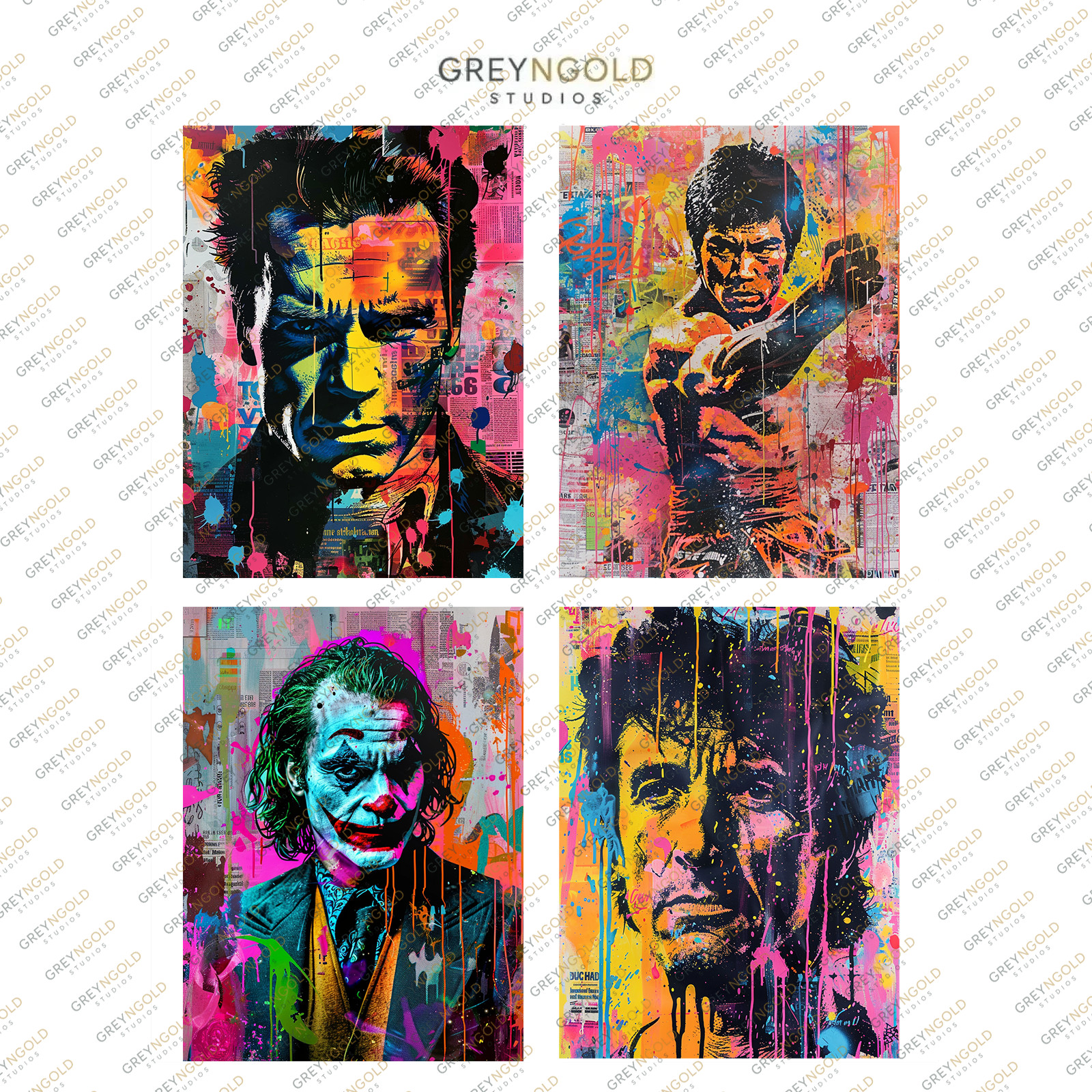 Movie Icons Wall Art Graffiti Prints Pop Art style 8×10 inches 4 set HQ