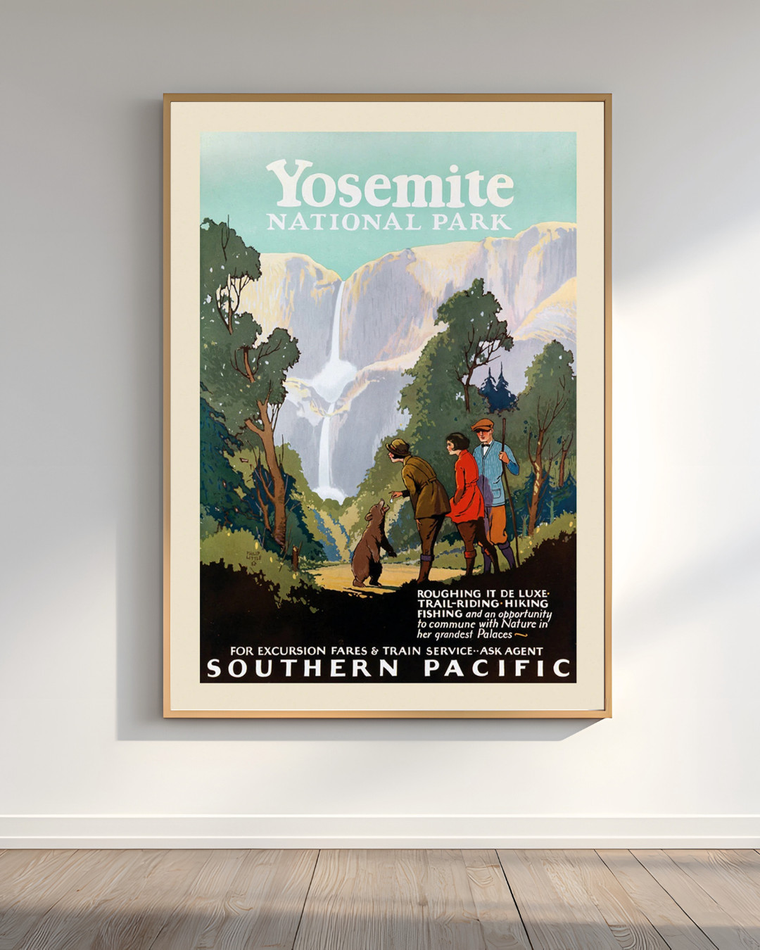 Yosemite National Park Bear Family Poster Vintage Travel Wall Art USA Unframed