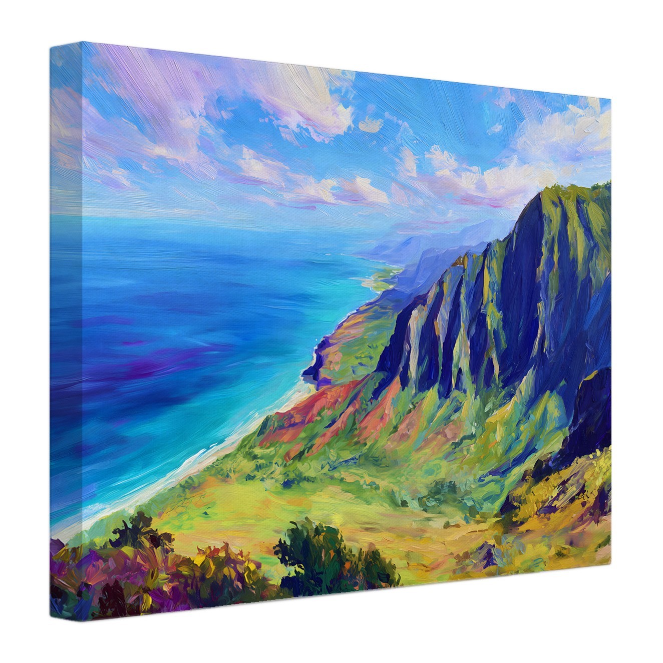 Hawaii Na Pali Coast Painting Canvas Print Hawaii Landscape Ready to Hang Art