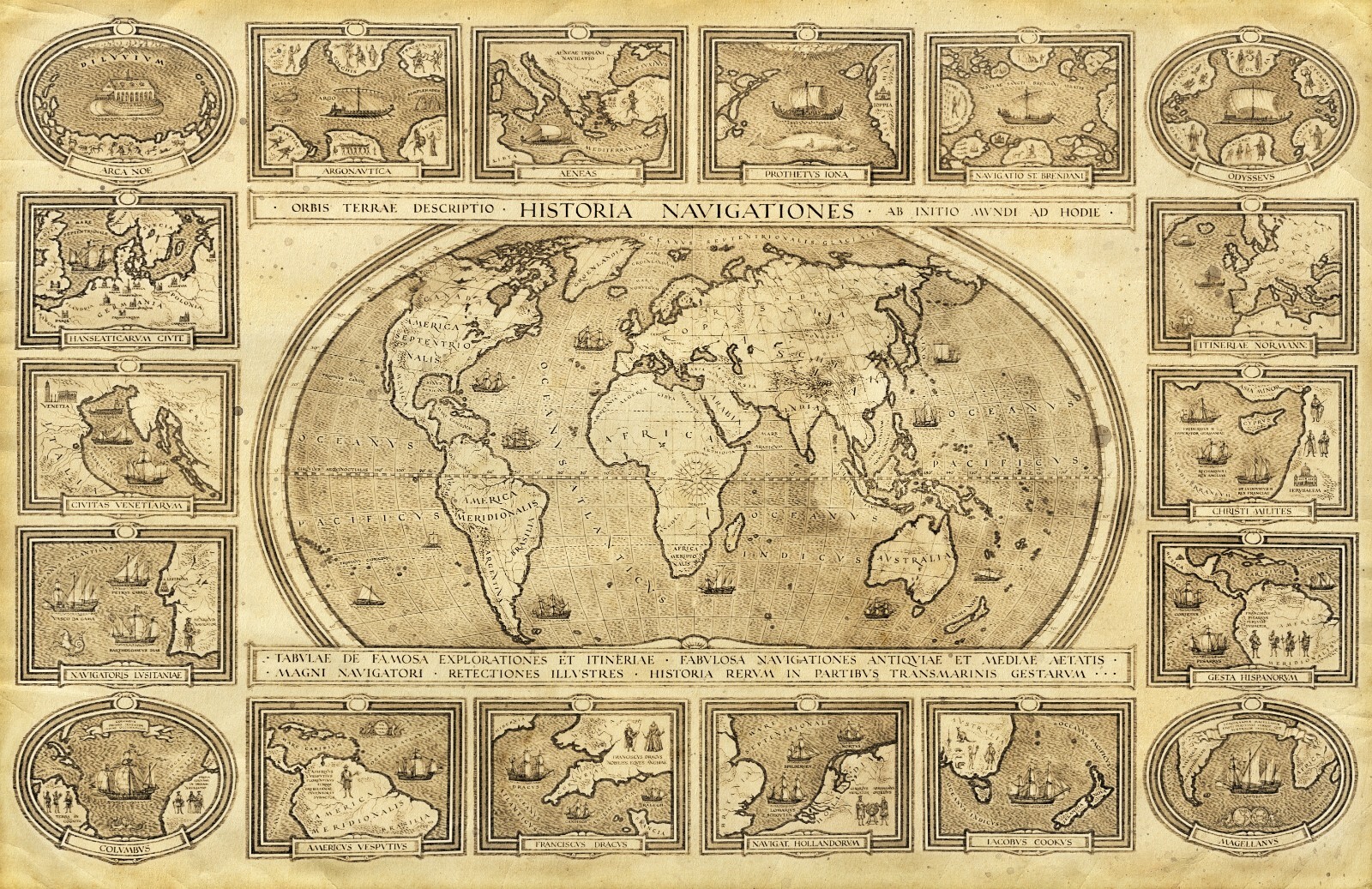 World Map Ink On Paper Limited Edition Premium Poster 91x61cm