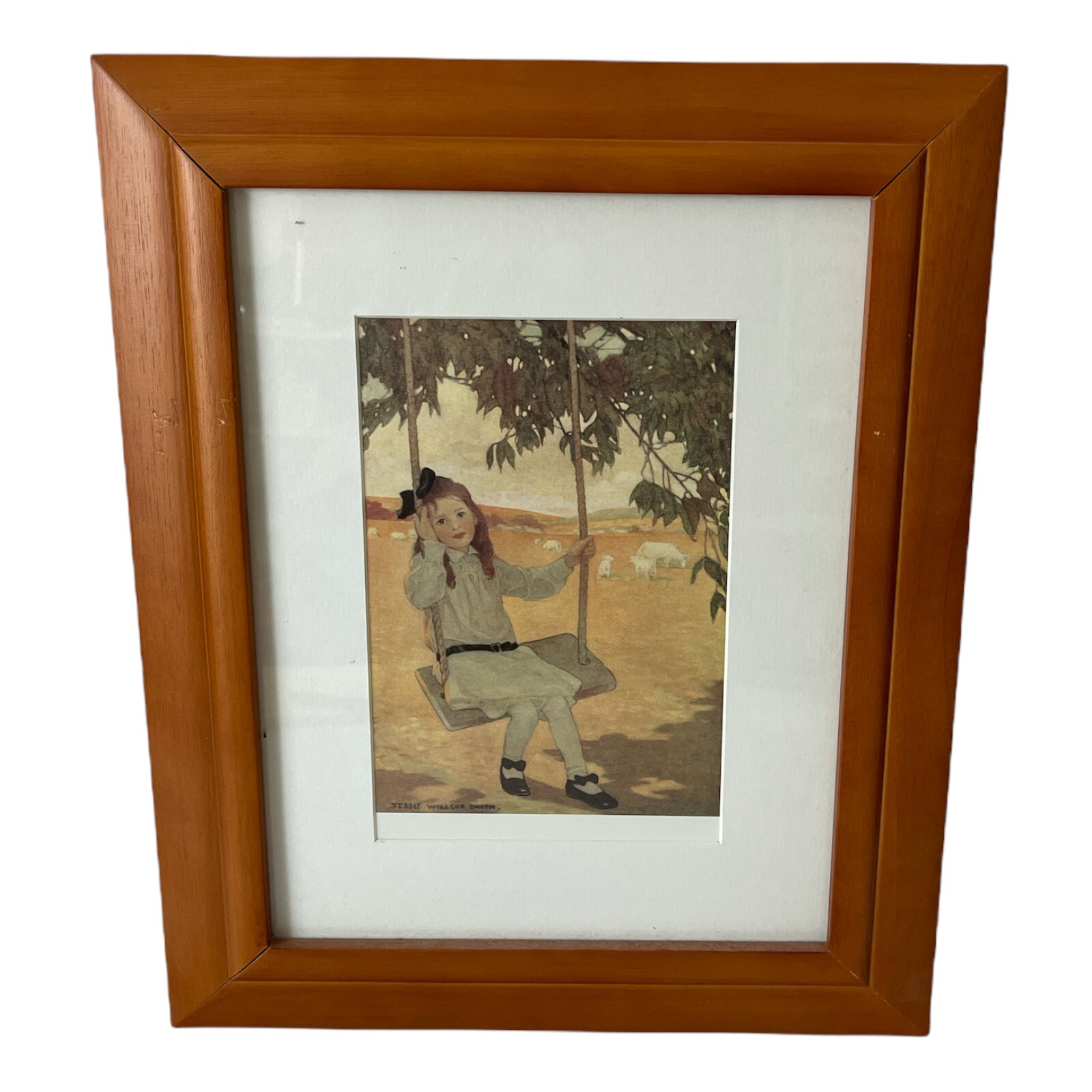 Young Lady Swinging With Lambs By Jessie Wilcox Smith Print Poster 8” X 6”