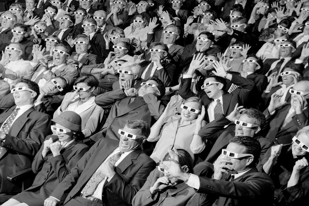 3D Movie Viewers in Theater Wearing 3D Glasses Photo Photograph Poster 36×24