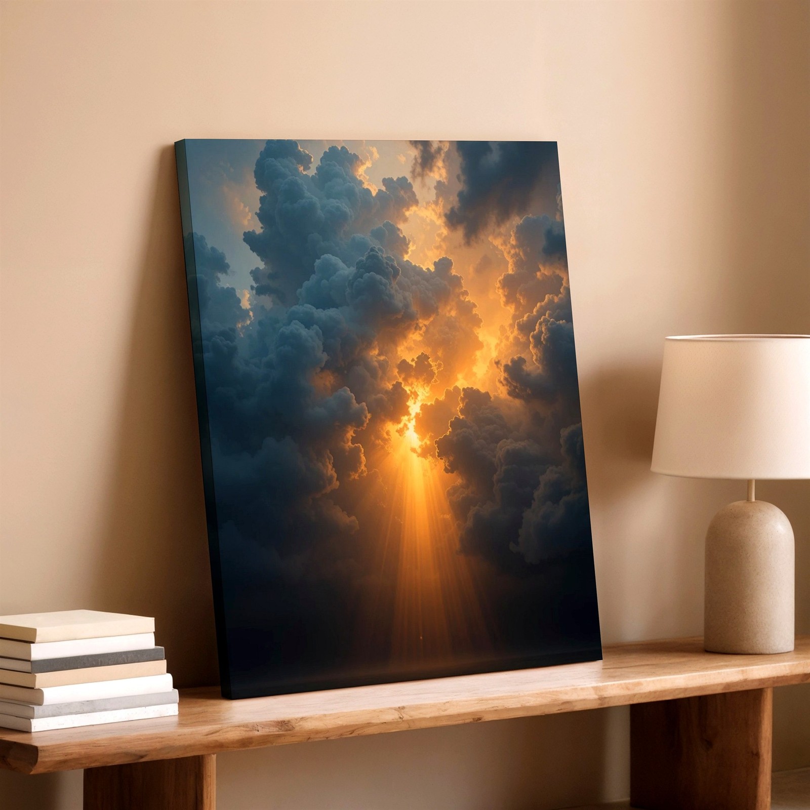 Wall Art Dramatic Storm Clouds Sun Rays Sky Canvas Print Heavenly Landscape