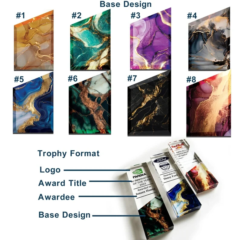 Personalized Crystal Acrylic Trophy – Engraved Corporate Award for Company Event