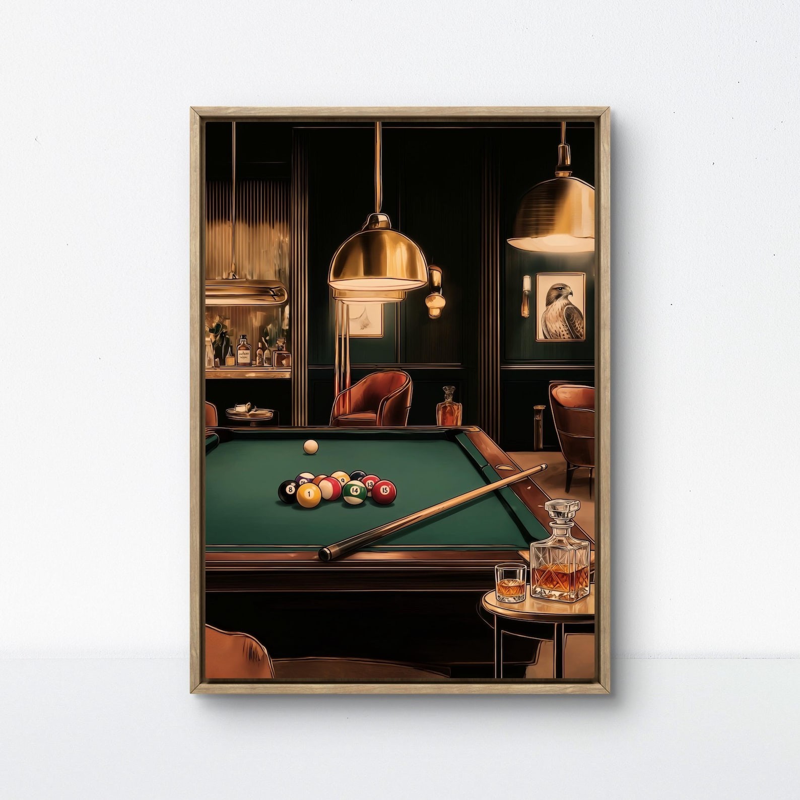 Billiard Game Poster Featuring Vintage Pool Table Scene Classic – Unframed