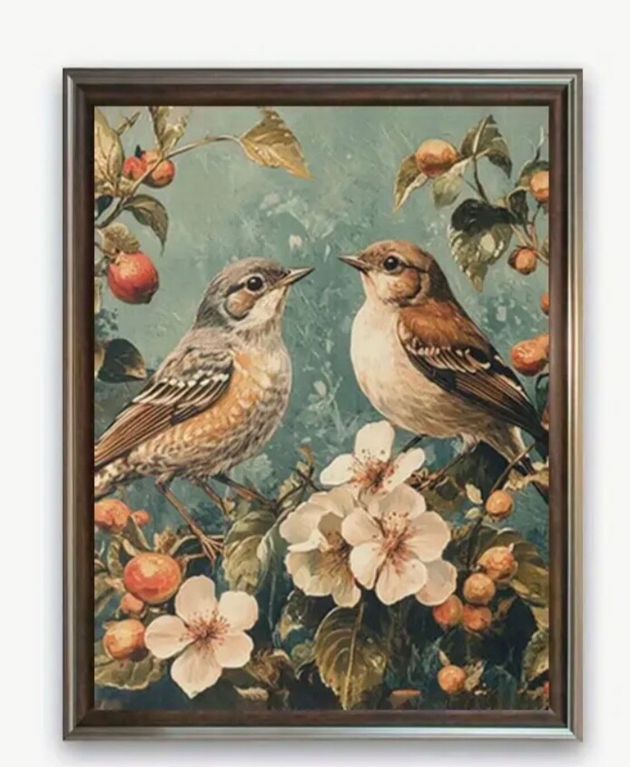 Canvas Wall Art BIRDS AND BLOOMS 12 x 16 434