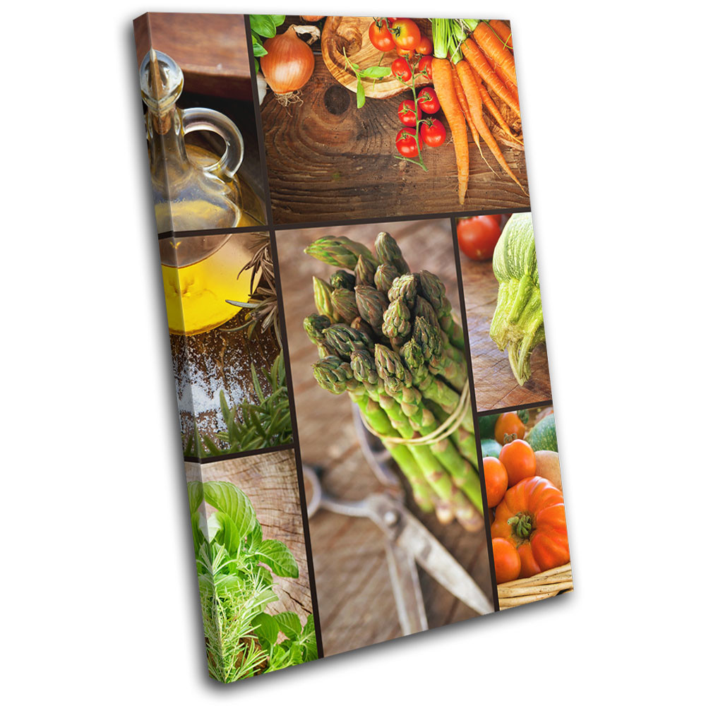 Organic Cooking Oil Montage food Kitchen SINGLE CANVAS WALL ART Picture Print