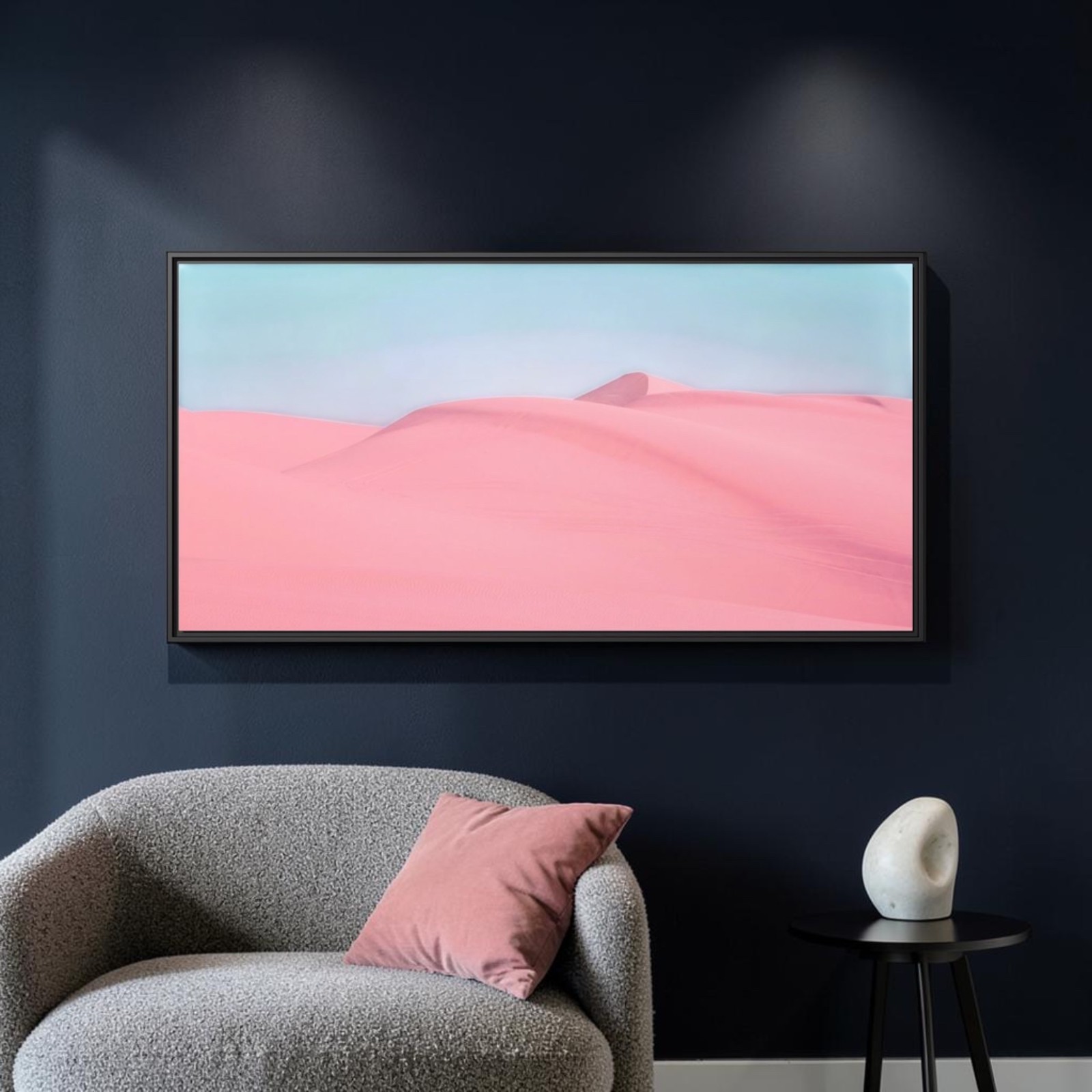 Pink Sand Dunes Canvas Wall Art – Minimalist Pastel Desert Landscape Print