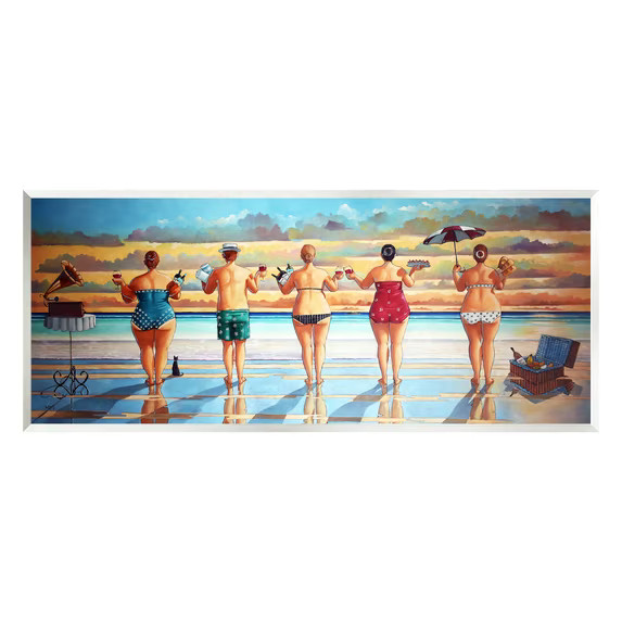 Stupell Beach Friends Coastal Summer Canvas Wall Art 10 x 24 in Unframed