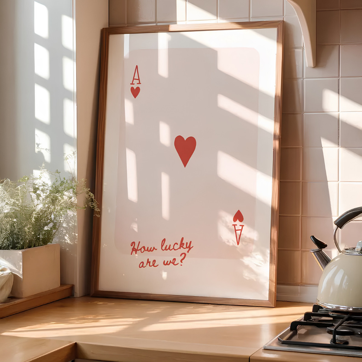 Playing Card Print – How Lucky Are We – Premium Satin Poster Unframed