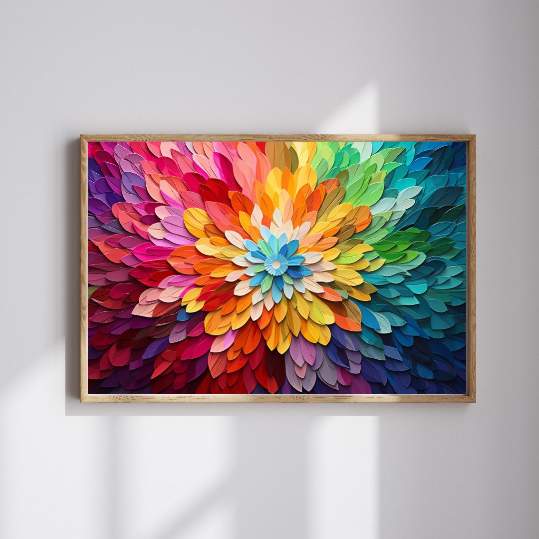 Rainbow Flower Color Burst Print 24×36 Canvas or Archival Matte Paper