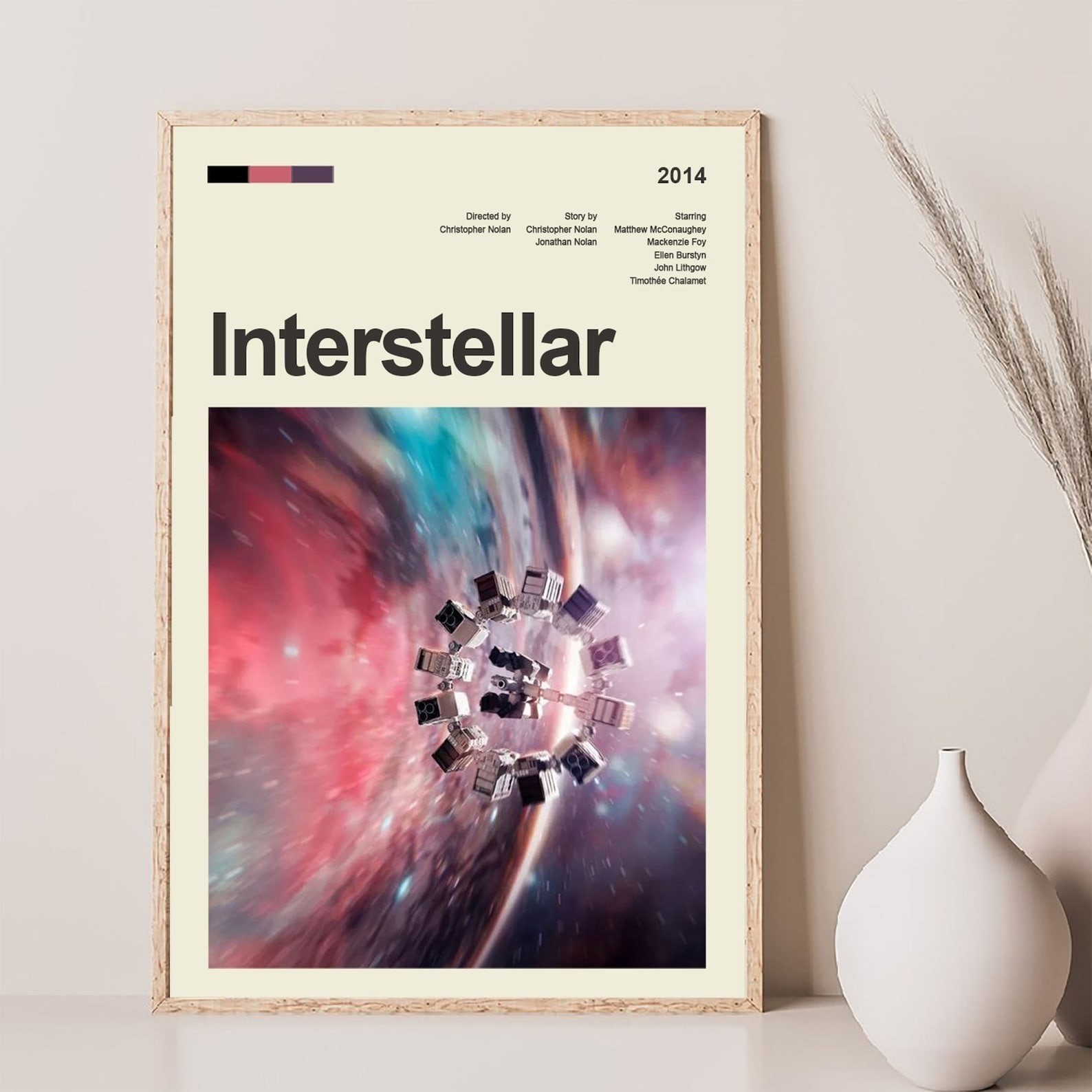 Mid Century Modern Interstellar Sci Fi Movie Poster Retro Space Wall Art