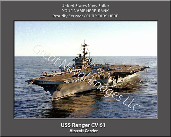 USS Ranger CV 61 Personalized Canvas Ship Photo 2 Print Navy Veteran Gift