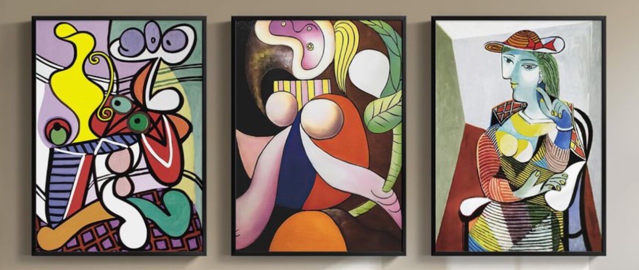 Framed Abstract Famous Picasso Wall Art Prints Set of 3 Piece Canvas 16×24