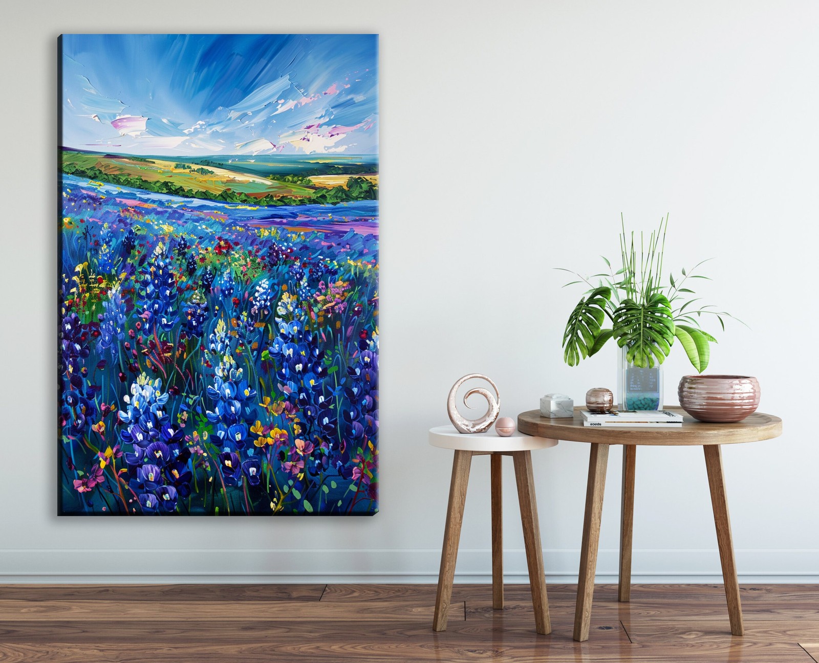 Texas Bluebonnet Canvas Giclee Print Gallery Wrapped Large Living Room Decor