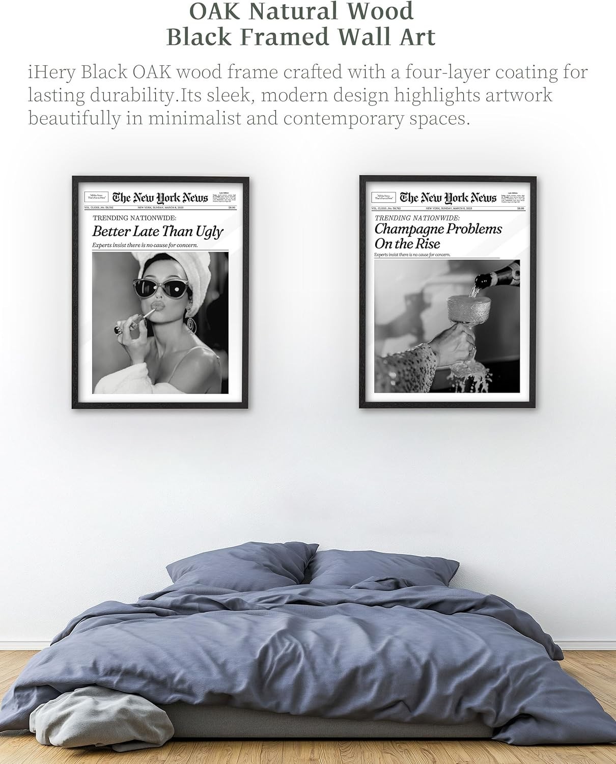 12x16in Audrey Hepburn Vintage Wall Art – Framed Canvas Decor