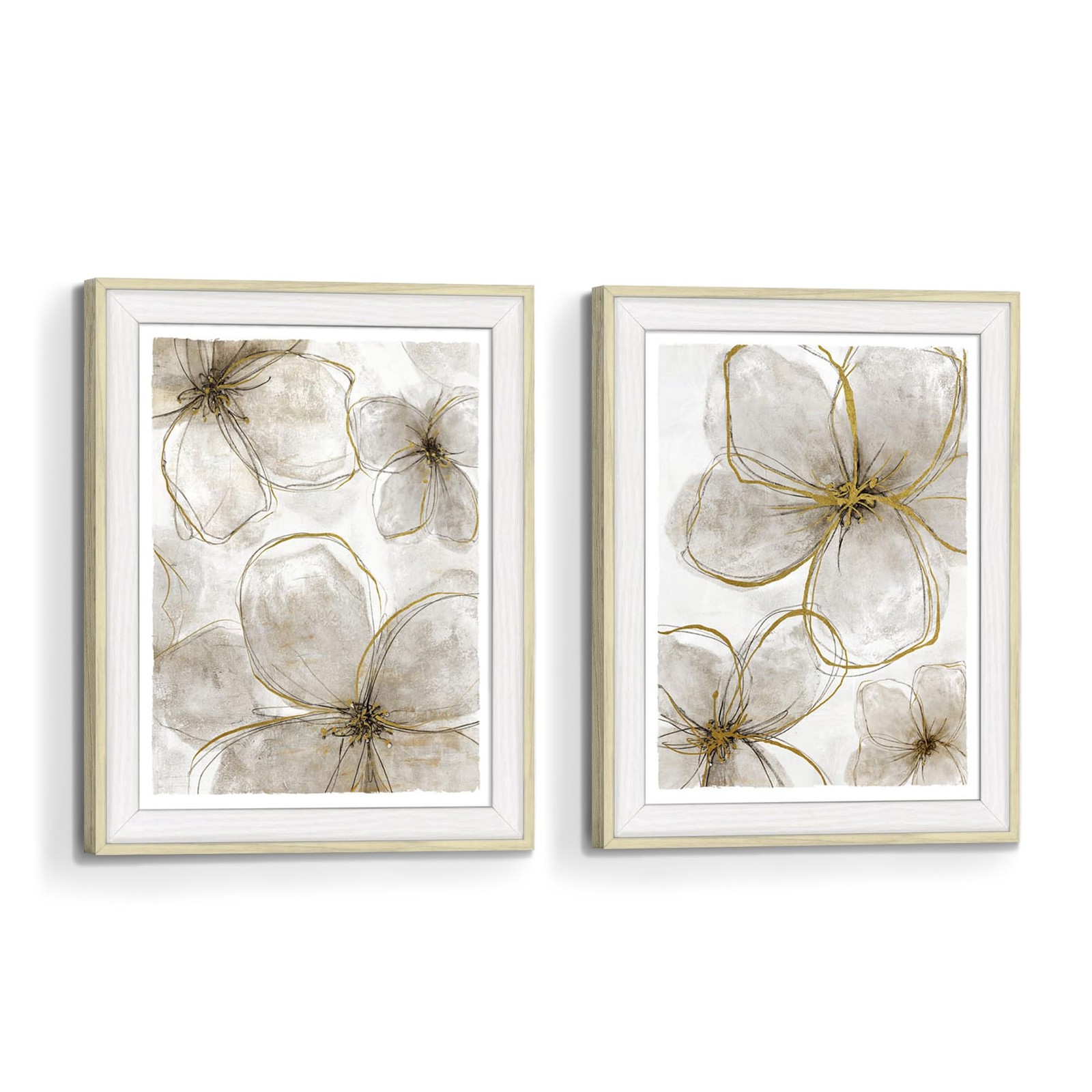 Bedroom Framed Flower Wall Art: Living Room Bathroom Floral Picture 2 Piece M…