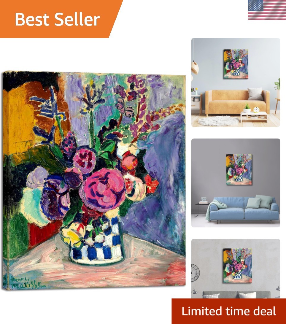 Canvas Wall Art Still Life of Peonies in a Vase 1907 by Henri Matisse Abstrac…
