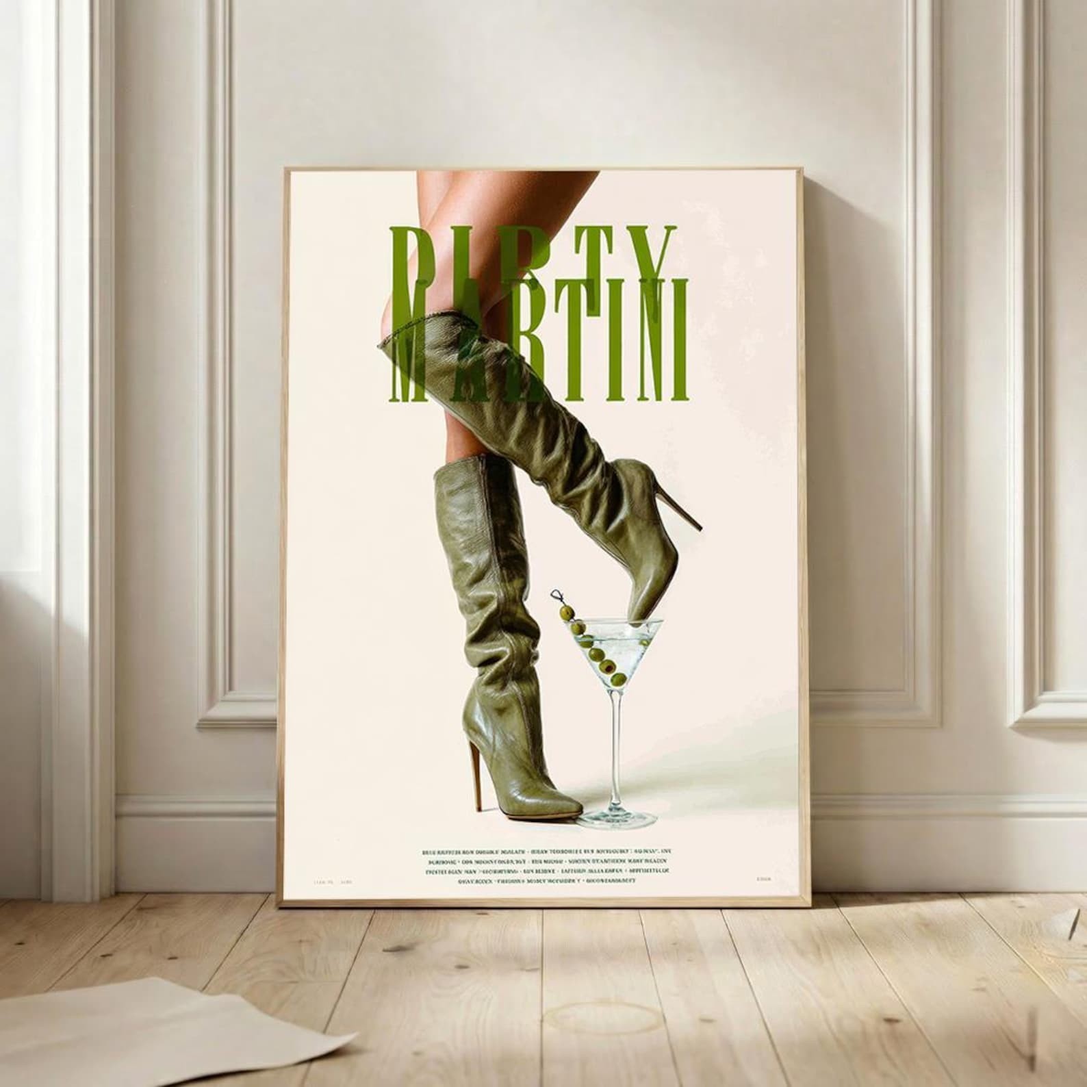 Dirty Martini Wall Art Fashion Poster Old Money Luxury Cocktail Decor – Unframed