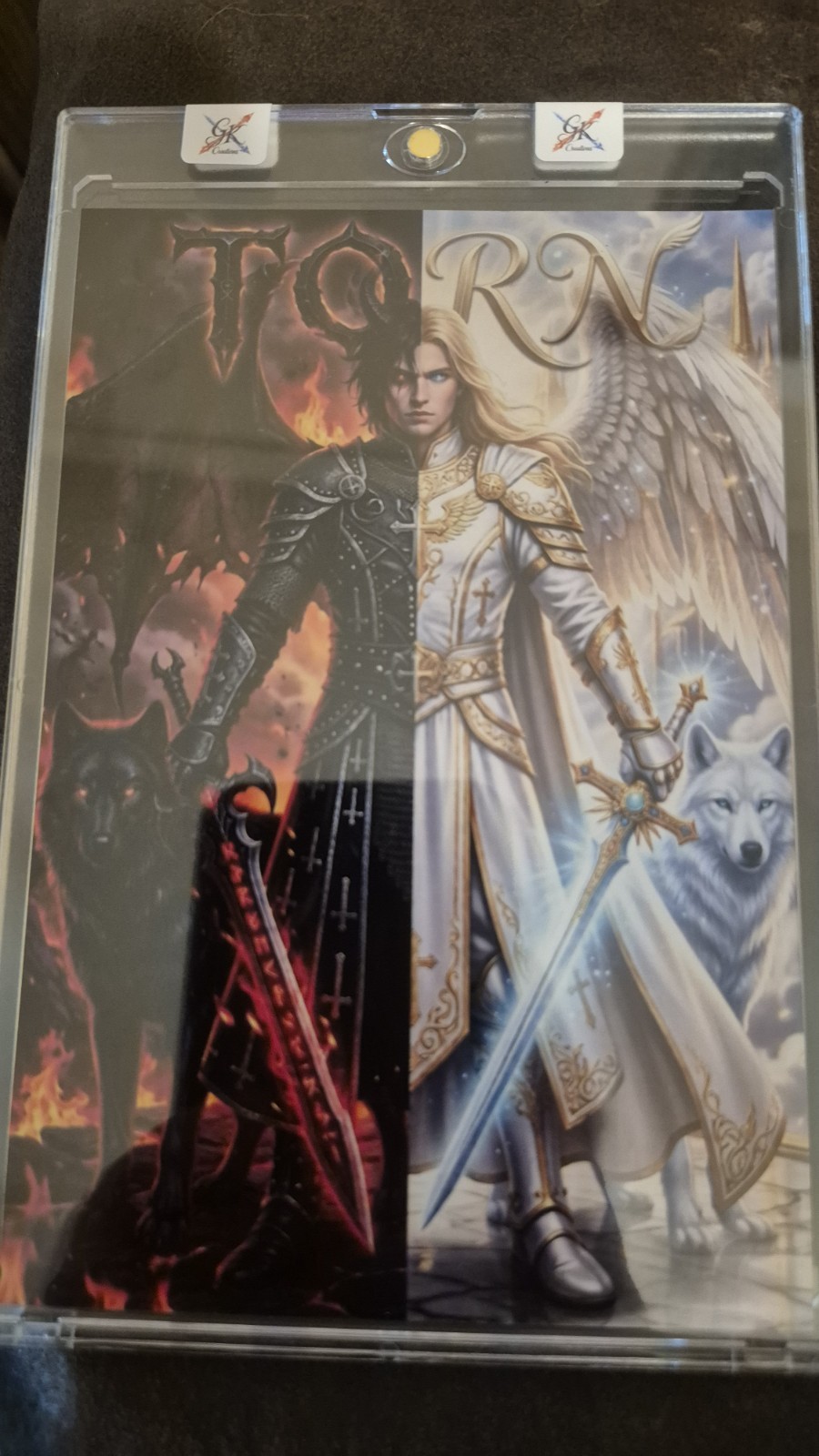 Galatians 5:17 Bible Verse Split Angel Demon Christian Custom Card Mammoth Size