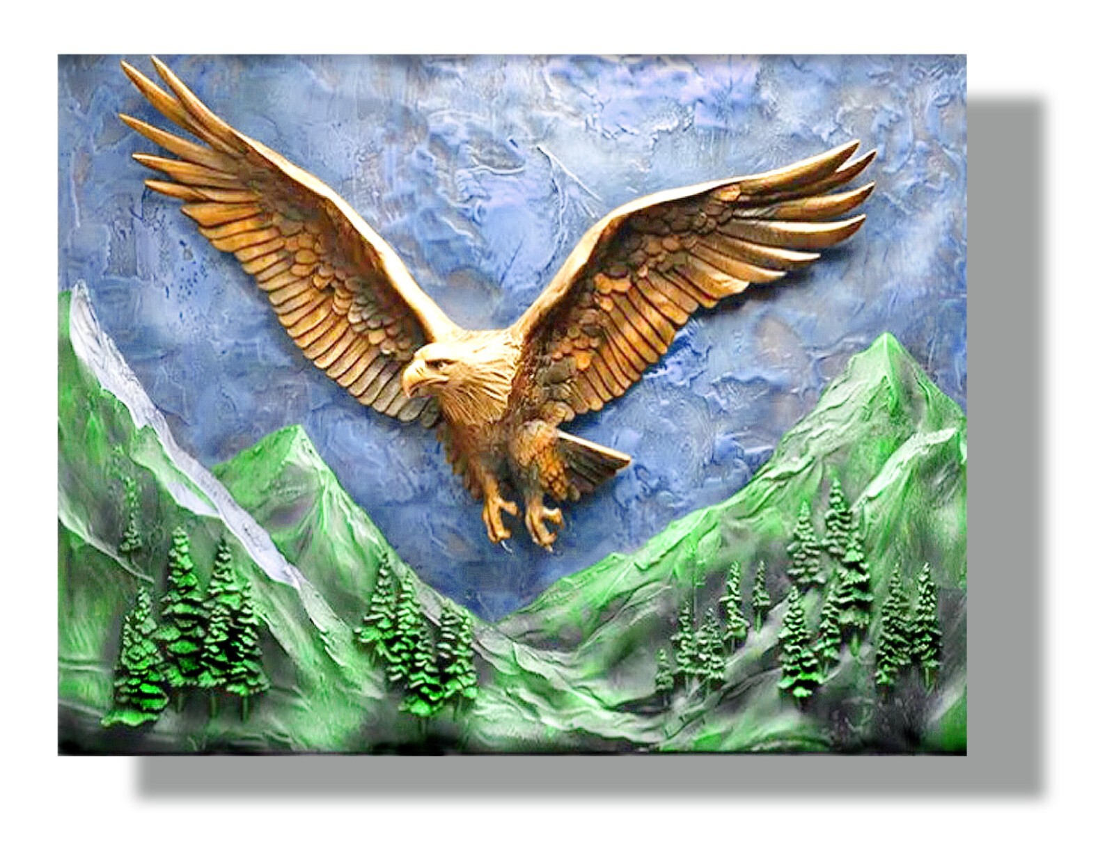 SOARING EAGLE OVER VALLEY 3D Art Print on Canvas Wall Art 8″x11″ -Ready To Frame