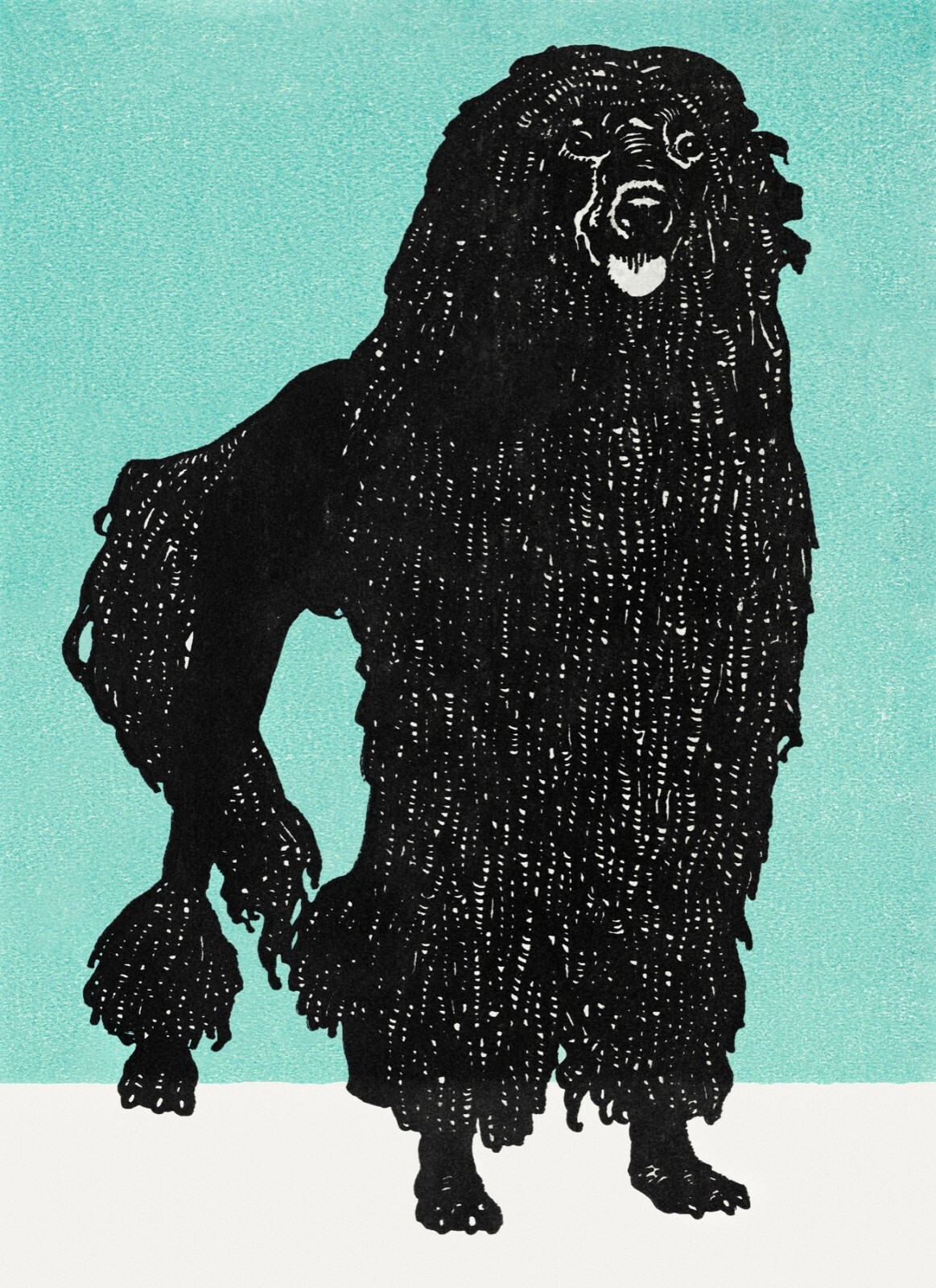 13274.Wall Decor Poster.Room Interior.Moriz Jung painting.Black Poodle fancy dog