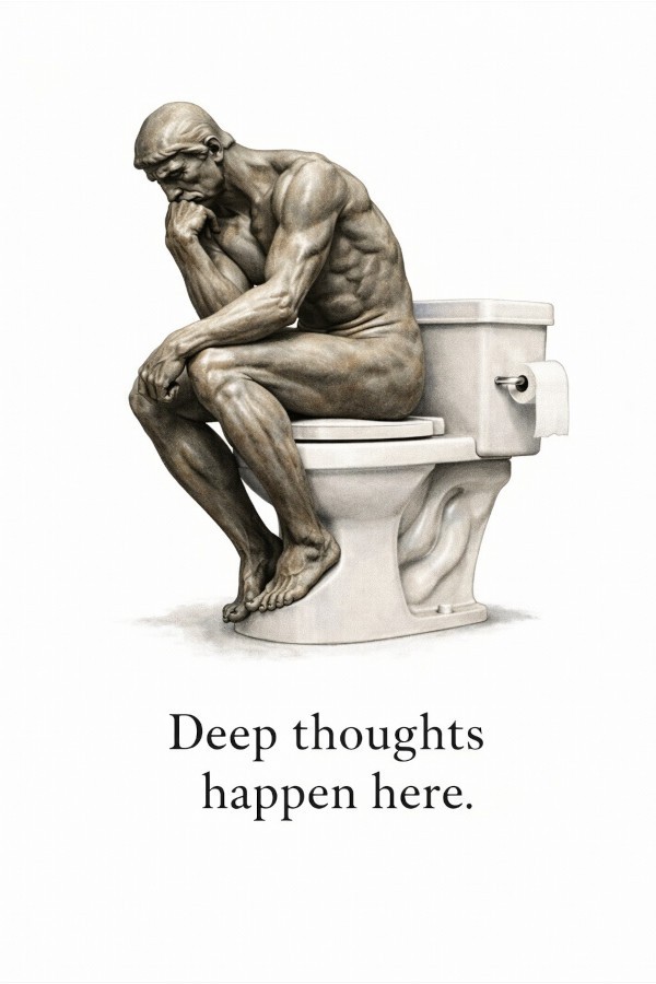 Funny Thinker Bathroom Wall Art Toilet Humor Gift Poster Print Canvas Home Decor