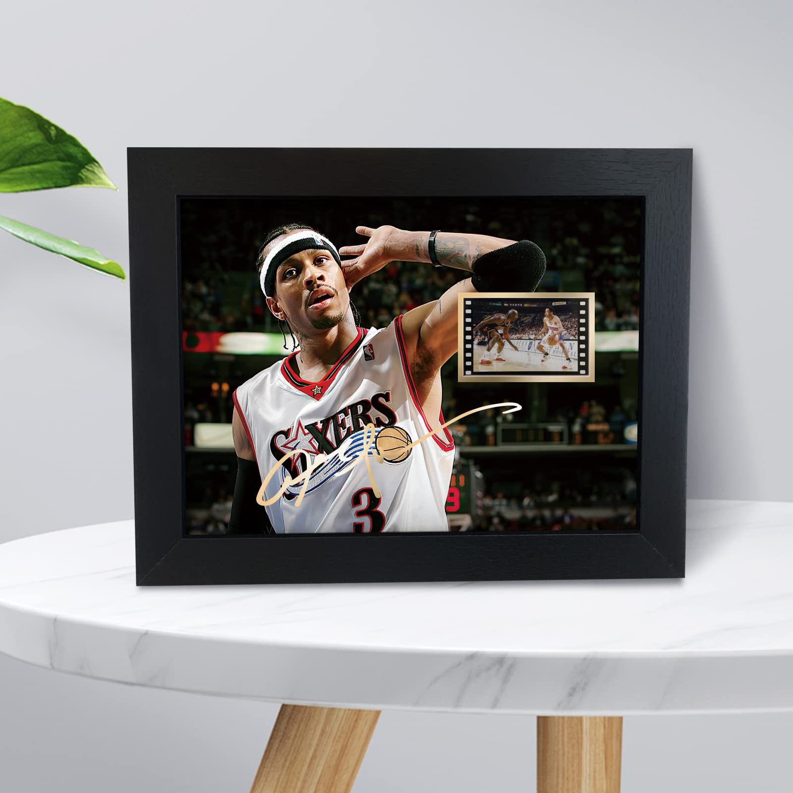 Signed Basketball Player Allen Ezail Iverson Poster Framed Photo Gift 8×6 Inc…