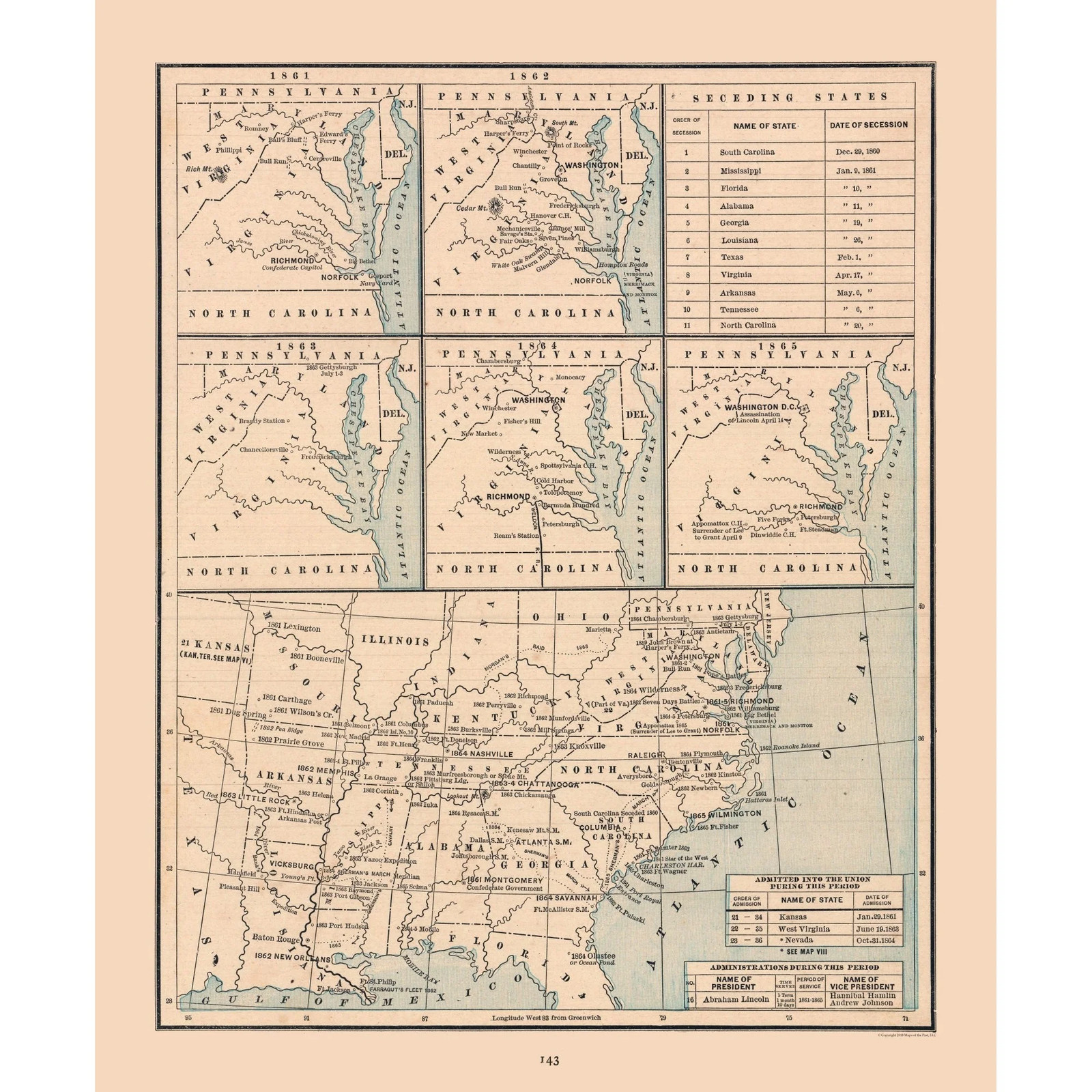 Historic State Map – United States 19th Century – Cram 1888 – Vintage Wall Art