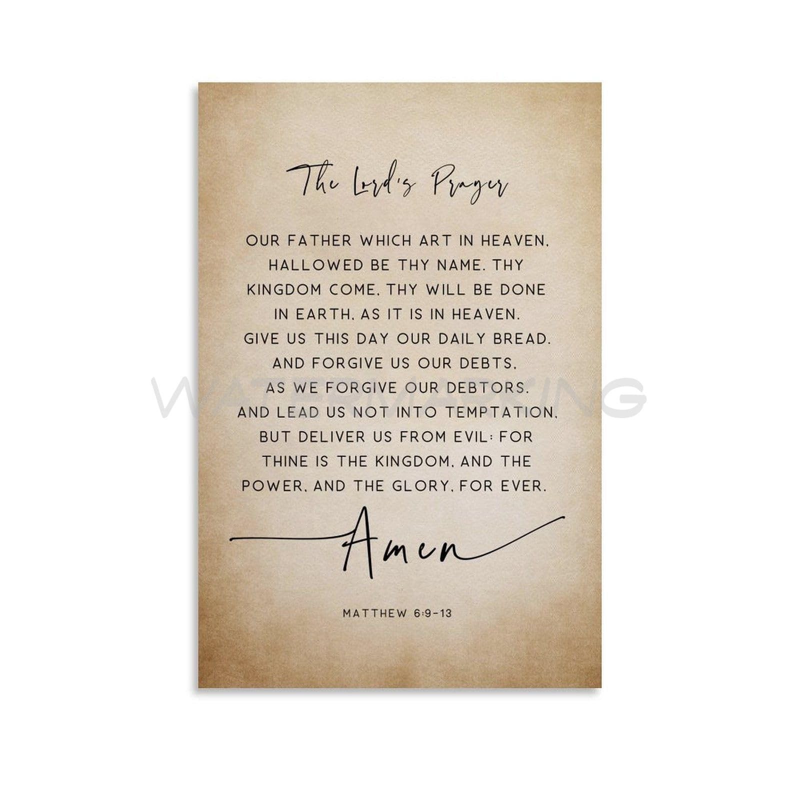 Generic The Lord’s Prayer Bible Verse Canvas Wall Art 12x18in Unframed