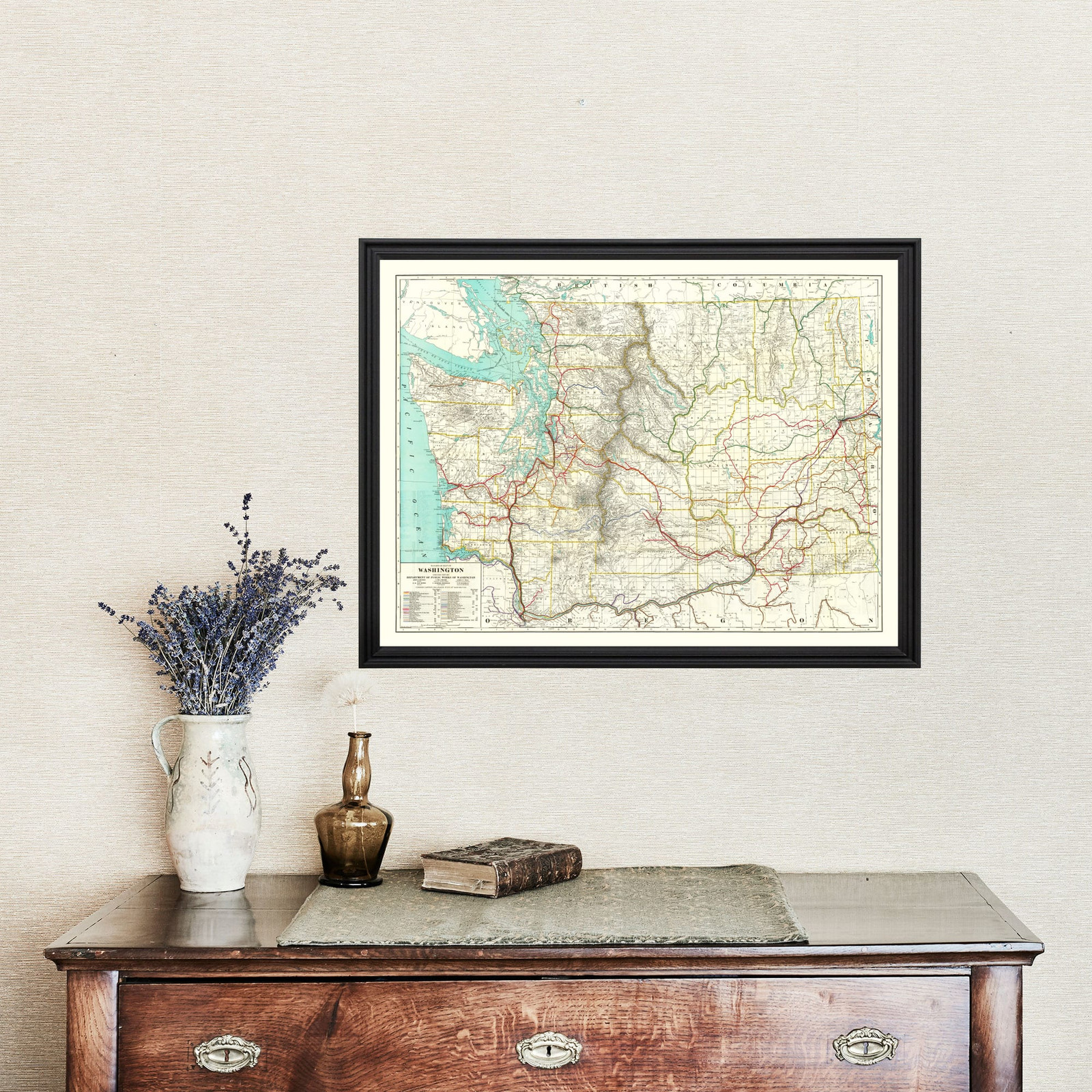 Old Map of Washington 1928 – Vintage Washington Art