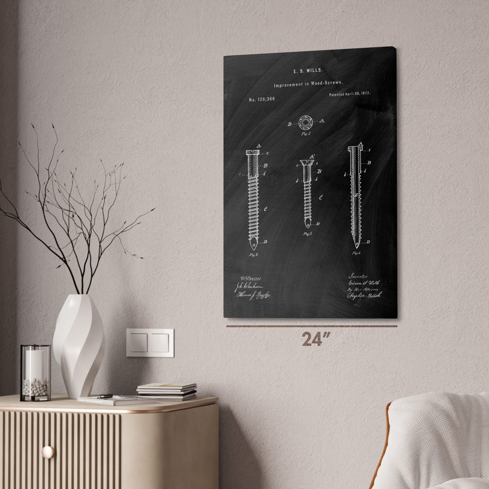 Wood Screw Patent Wall Art: Woodworking Gift, Shop Teacher, Handyman Gift