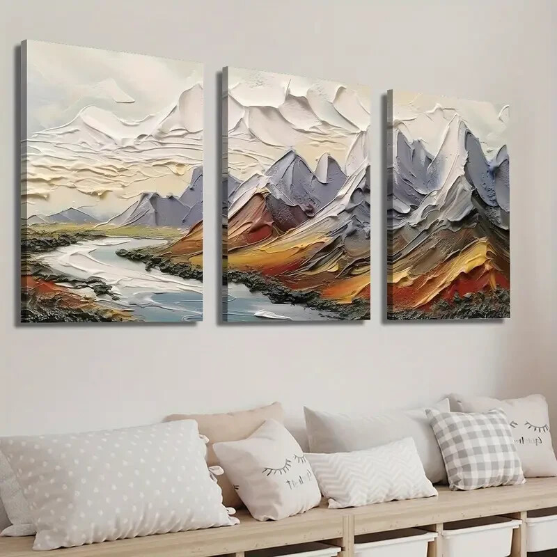3pcs Mountain River Landscape Wall Art Canvas Unframed/Framed