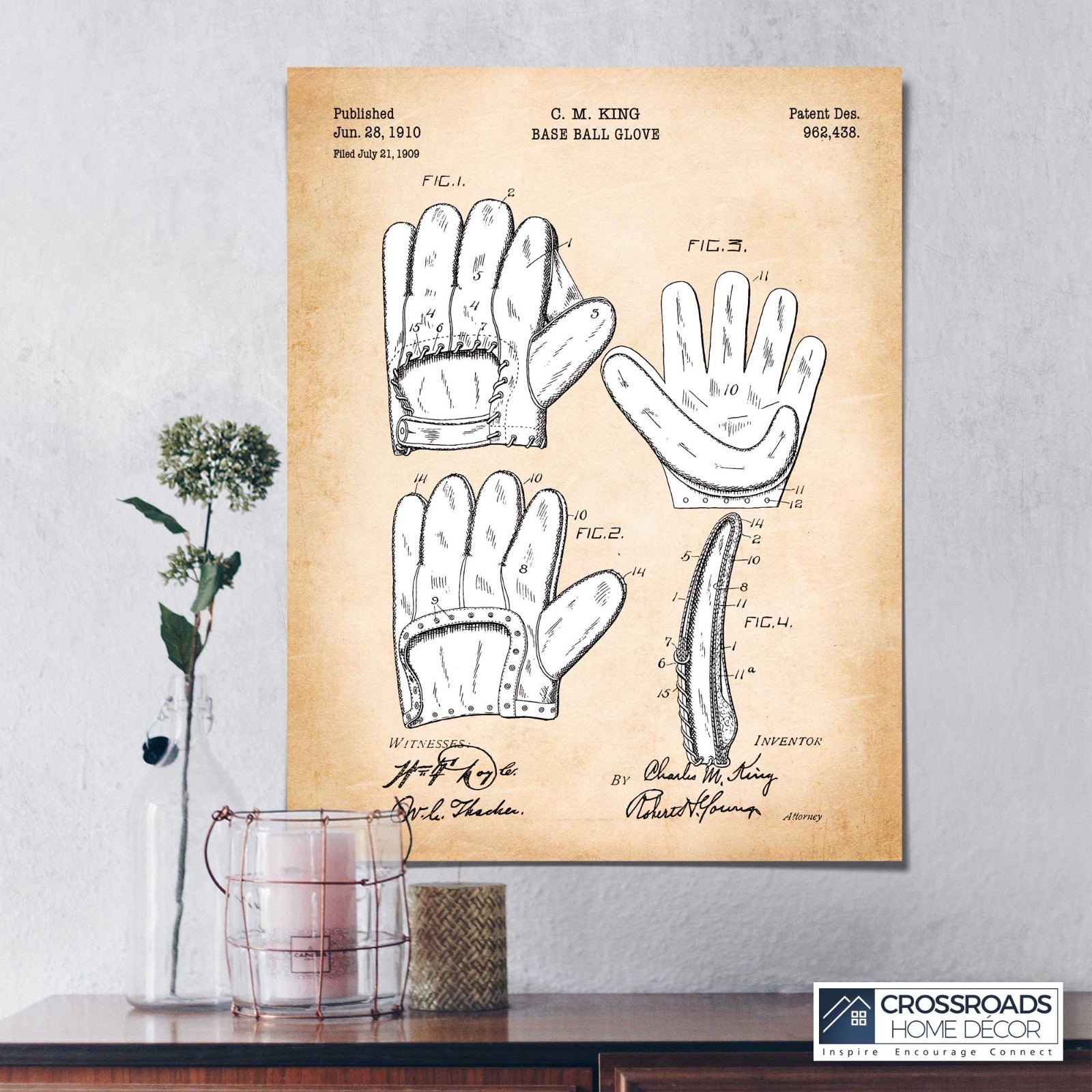 Baseball Wall Decor, Baseball Glove Patent Poster Print