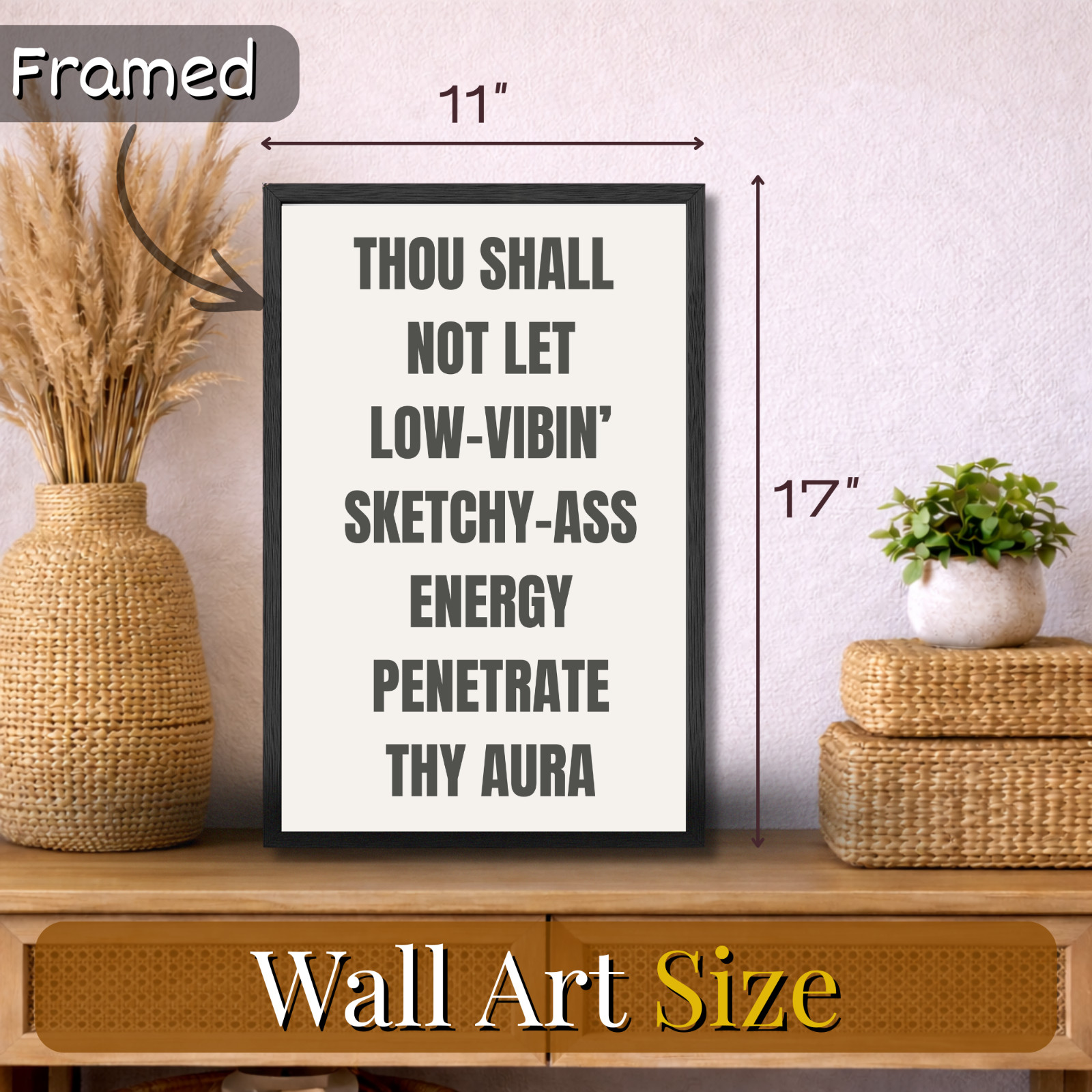 Funny Motivational Wall Art Framed Poster 11×17 Black Office Decor Gift