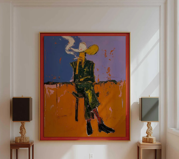 Western Dusk Abstract Wall Art | Modern Cowboy Decor