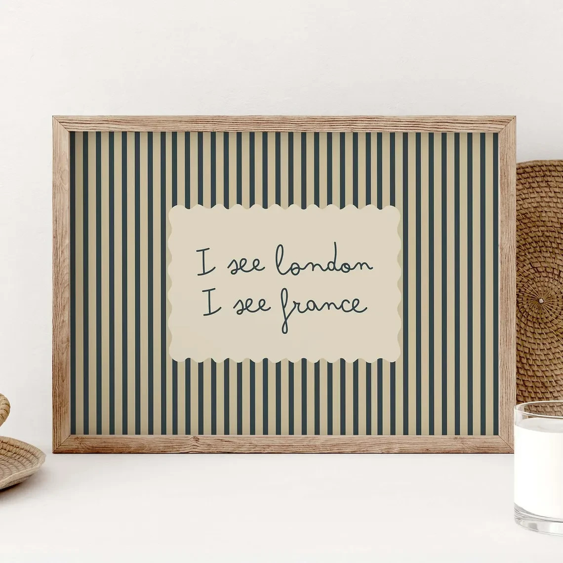 I See London I See France Quote Print Retro Stripes Bathroom Wall Art