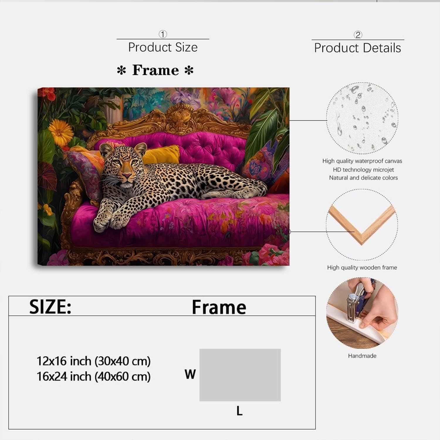Cheetah Lying On Pink Sofa Canvas Wall Art Eclectic Leopard Wall Decor Pictur