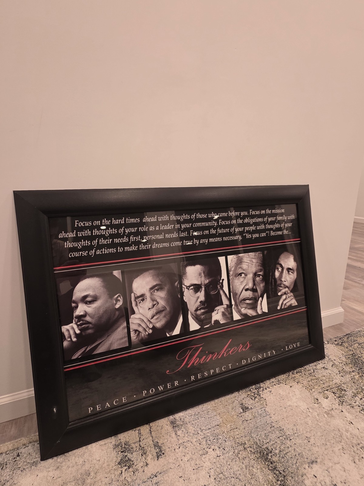 Thinkers Framed Motivational Wall Art 41.5×28.5 — MLK, Obama, Malcolm X, Mandela