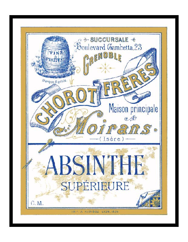 CHOROT FRERES ABSINTHE DISTILLERY LABEL PRINT