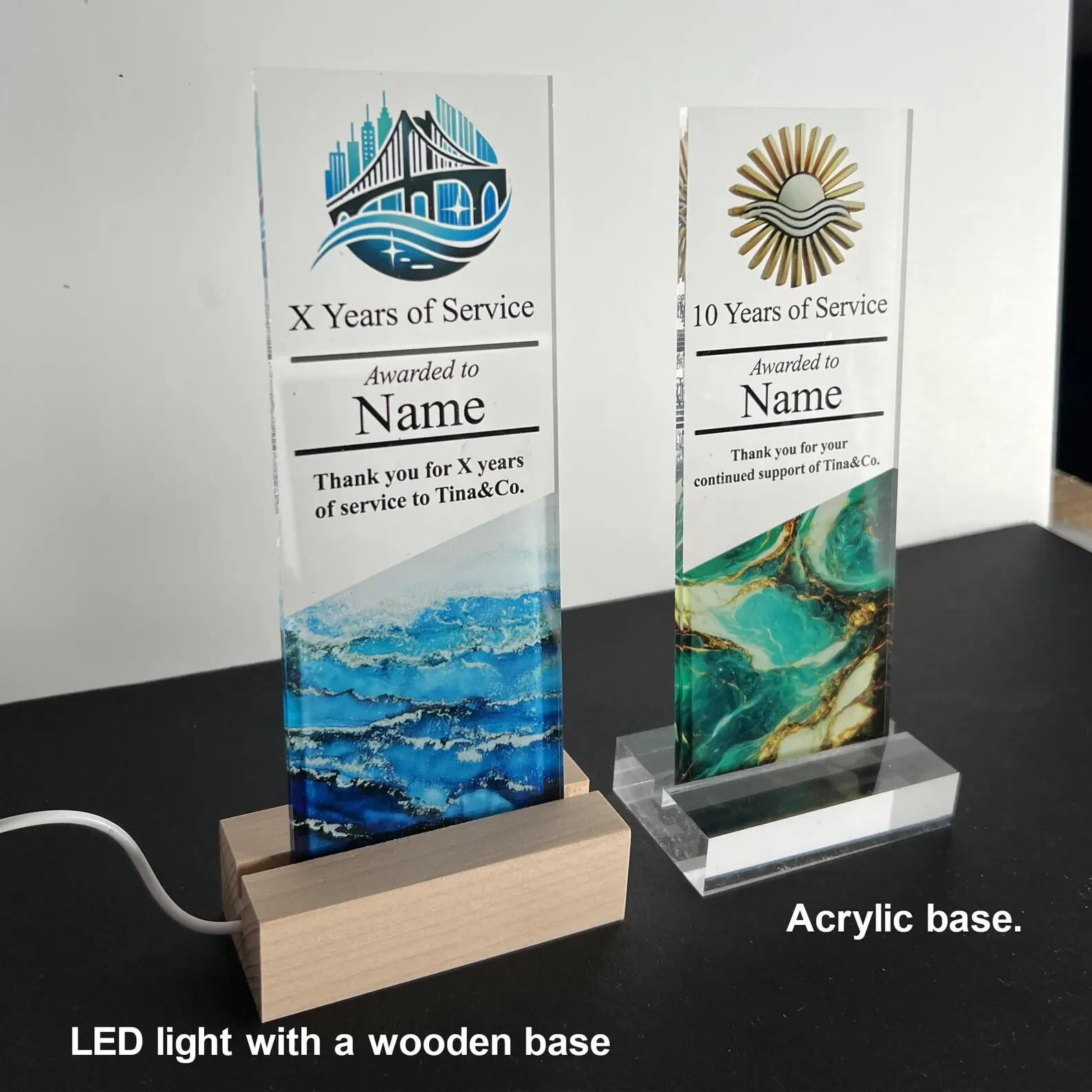 Custom Acrylic Trophy – Engraved Award Plaque for Employee or Company Anniversar