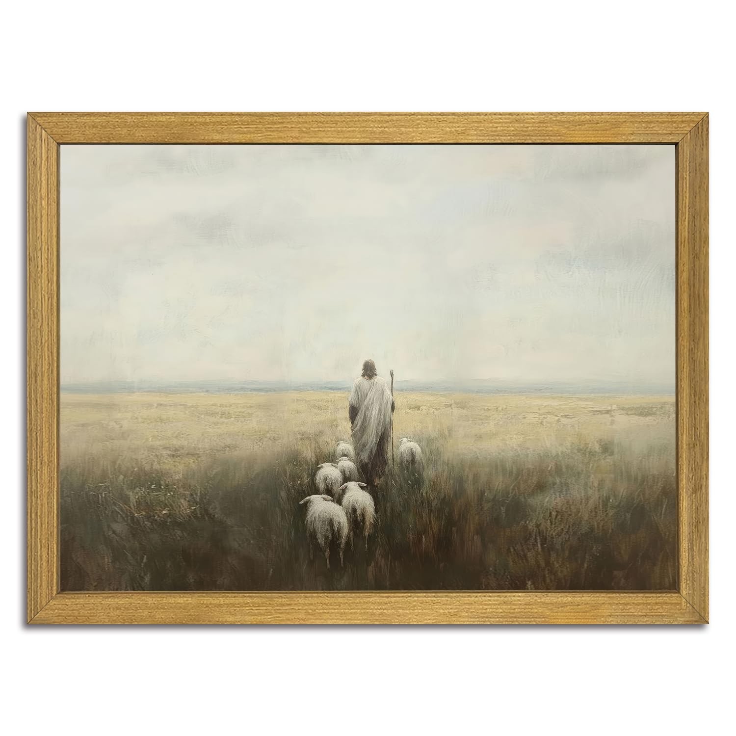 Wood Framed Jesus Wall Art, Christian Canvas Decor, 10″L x 8″W, F