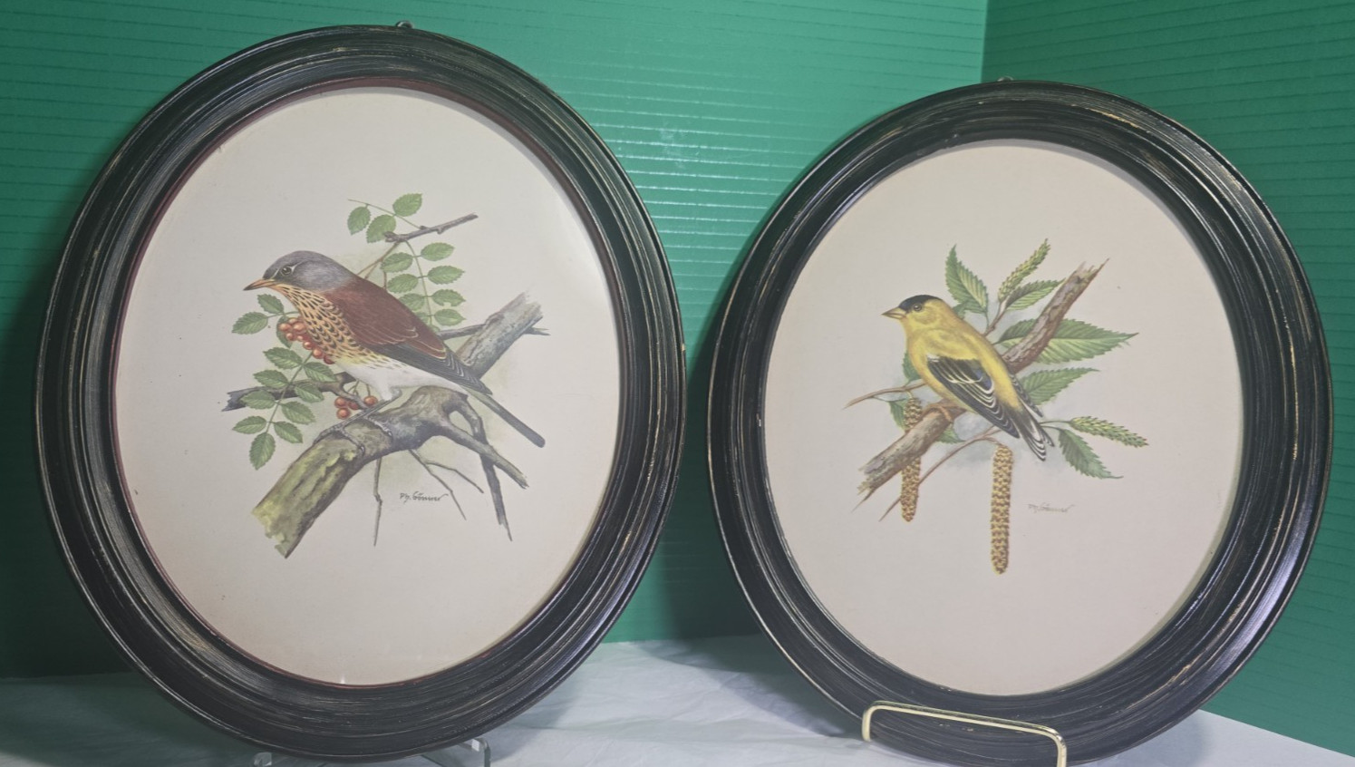 VTG 2 Mid-Cent 1960s P H Gonner Gommer Audubon Birds Wood Frames 11.5 X 9.5″