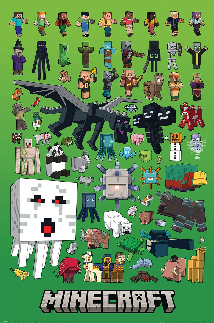 Minecraft – Gaming Poster (Character Montage) (Size: 24″ x 36″)