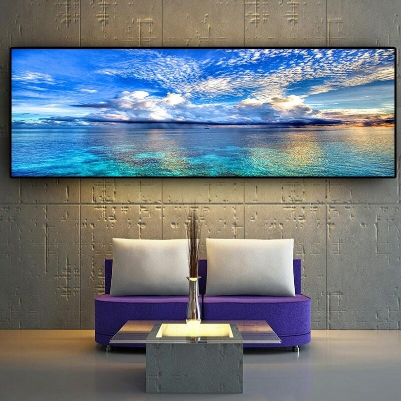 Canvas Painting Wall Art Blue Lake Can Landscape Poster Wall Mural Home Decor