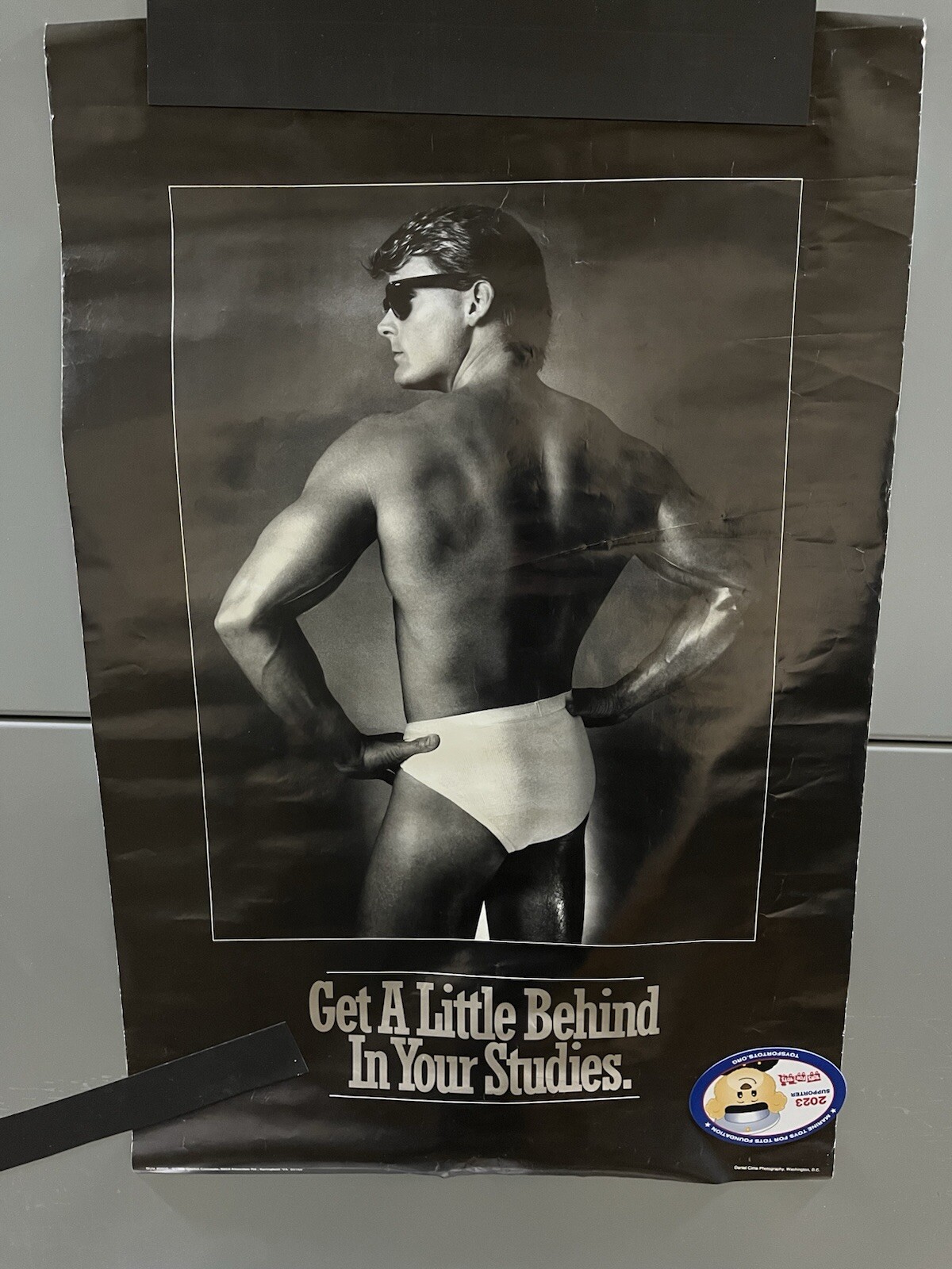 Vntg 1988 Get A Little Behind In Your Studies Poster Male Model 23”x35” Sunglass