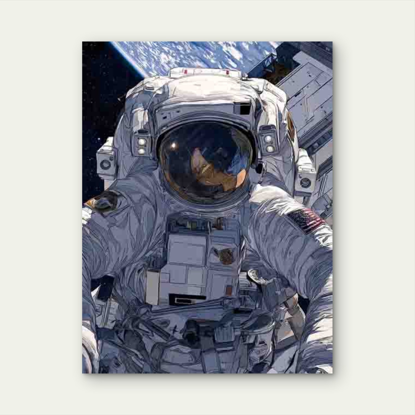 SpaceX Retro Art Sci Fi Art Astronaut 40x60cm Metal Print Ready to Hang