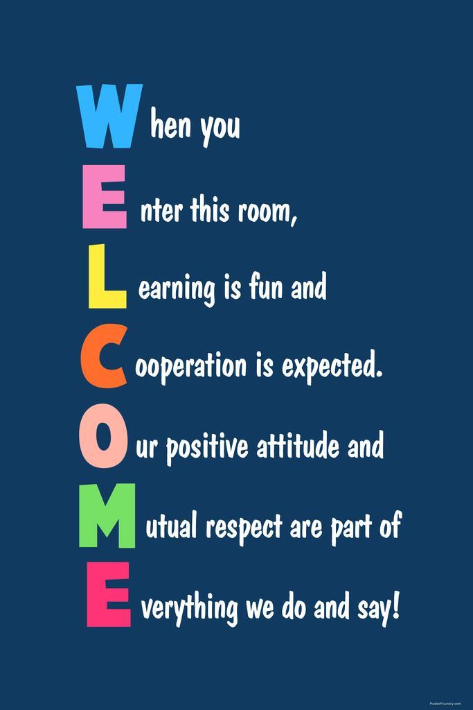 Classroom Sign Welcome Motivational Teacher Art Print Poster 16×24