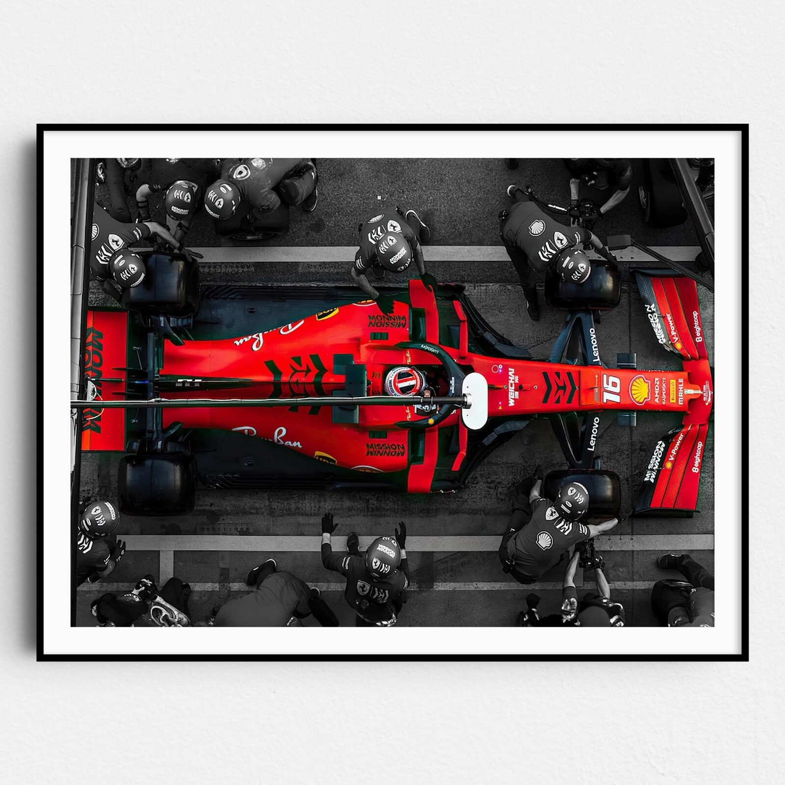 Formula 1 F1 Race Car Ferrari Pit Lane Vintage Racing Cars Wall Art Poster Print